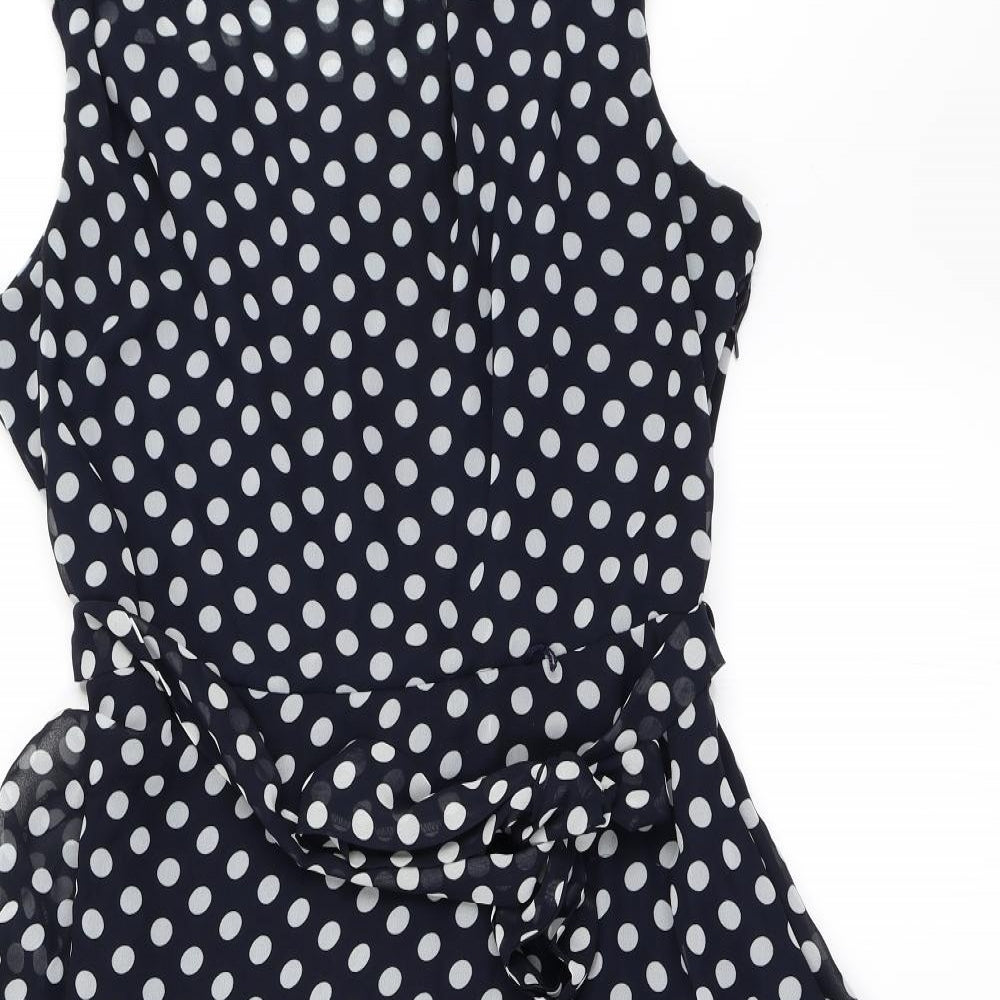 Autonomy Womens Blue Polka Dot  Skater Dress  Size 14