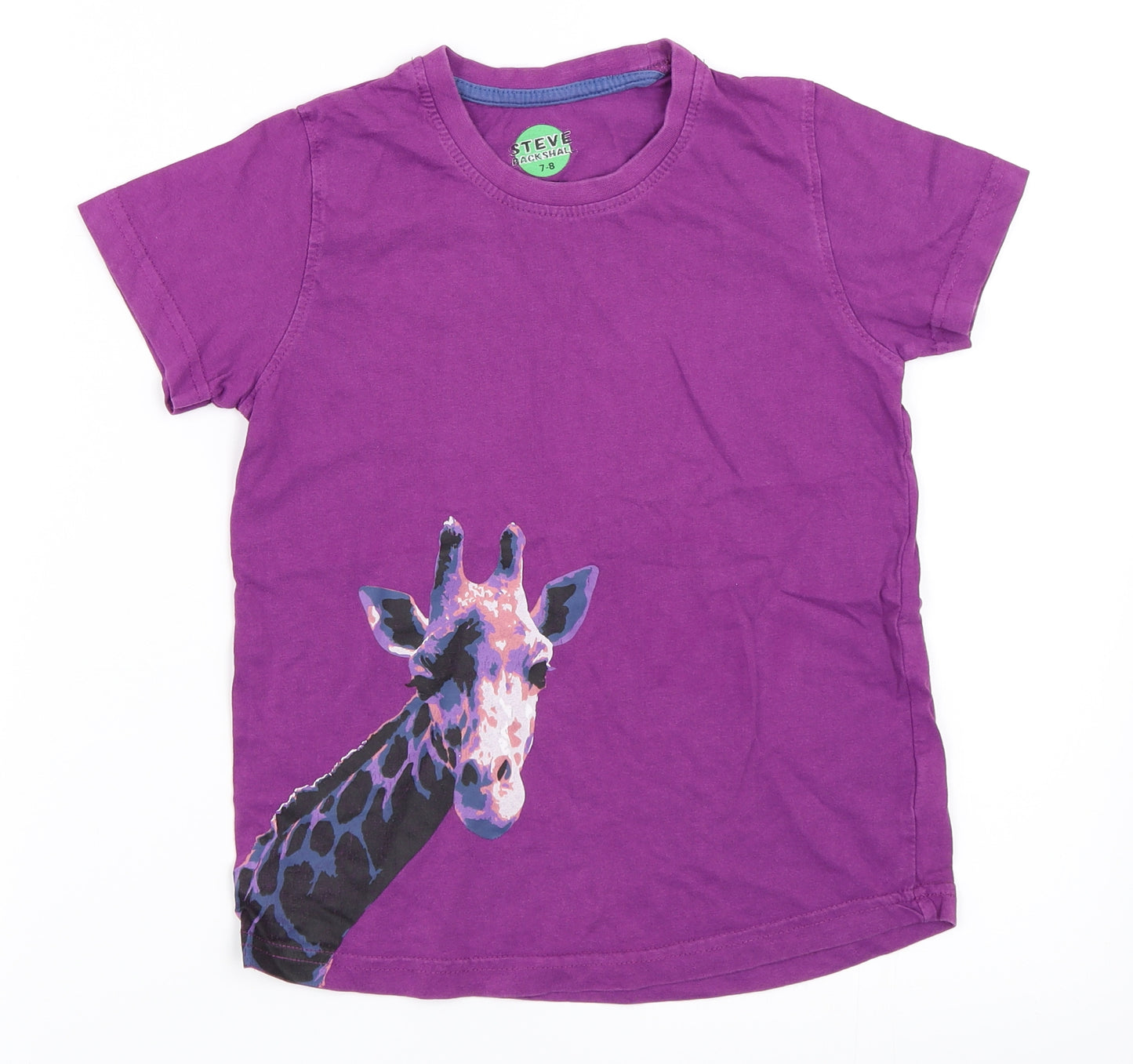 Steve Backshall Boys Purple   Basic T-Shirt Size 7-8 Years  - giraffe