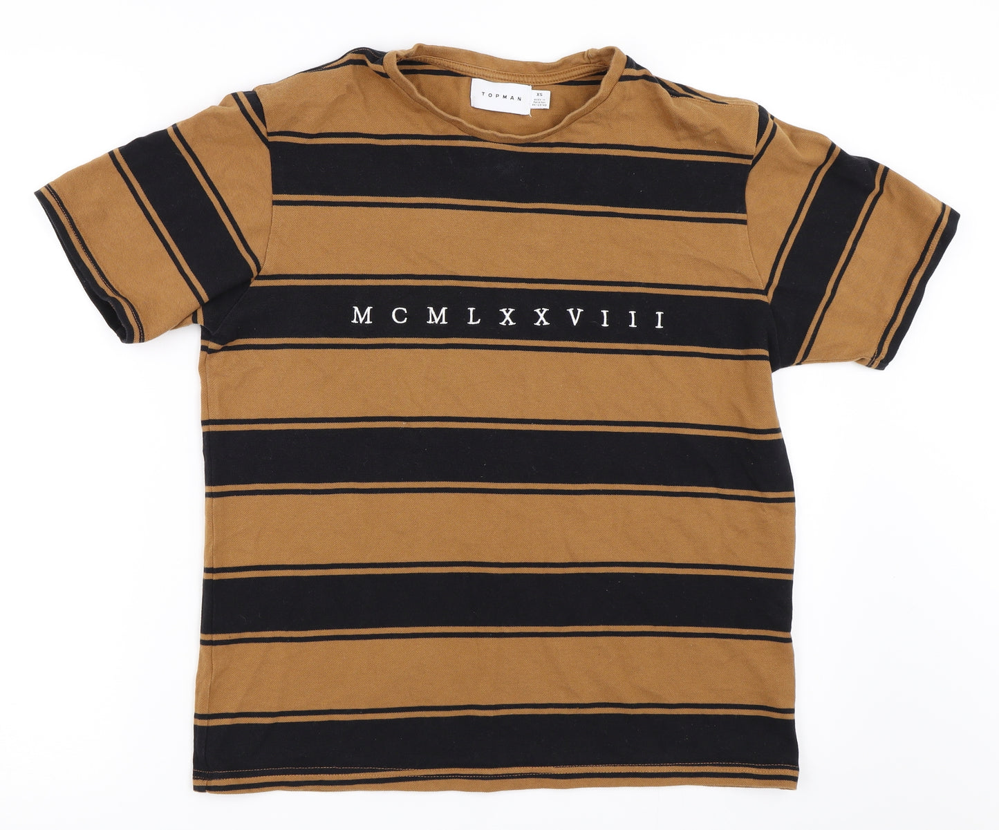 Topman Mens Beige Striped   T-Shirt Size XS