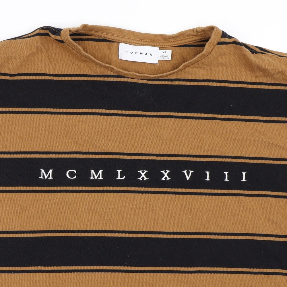 Topman Mens Beige Striped   T-Shirt Size XS