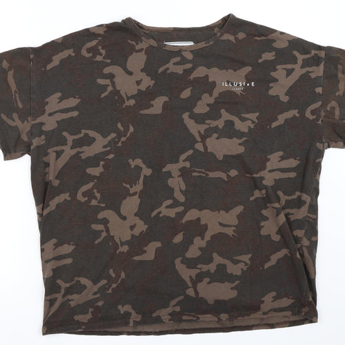 ILLUSIVE LONDON Mens Green Camouflage   T-Shirt Size XS