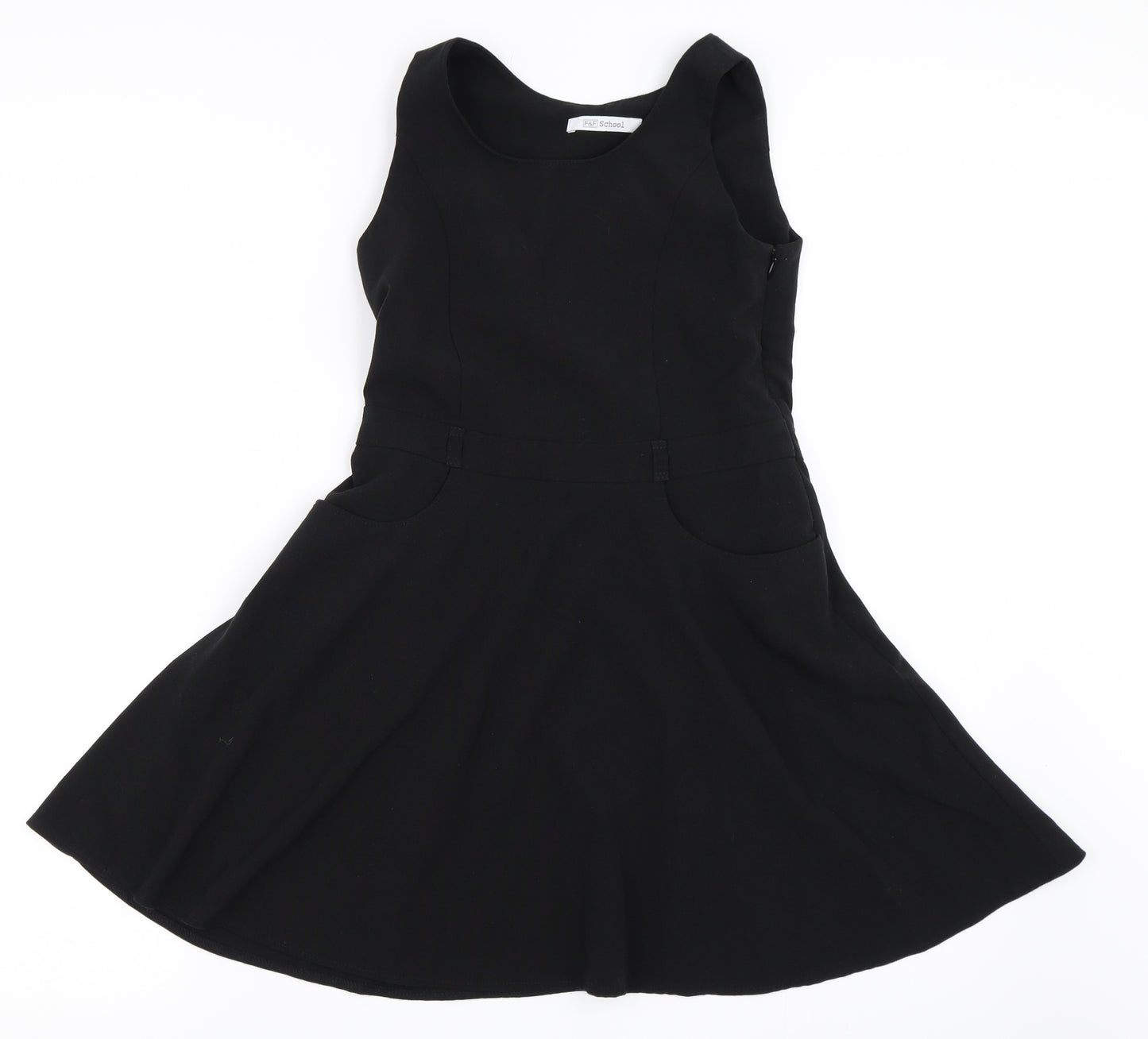 F&F Girls Black   Pinafore/Dungaree Dress  Size 8-9 Years  - School Dress