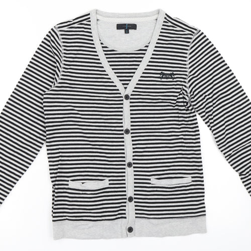 Jasper Conran Boys Grey Striped  Cardigan Jumper Size 13 Years