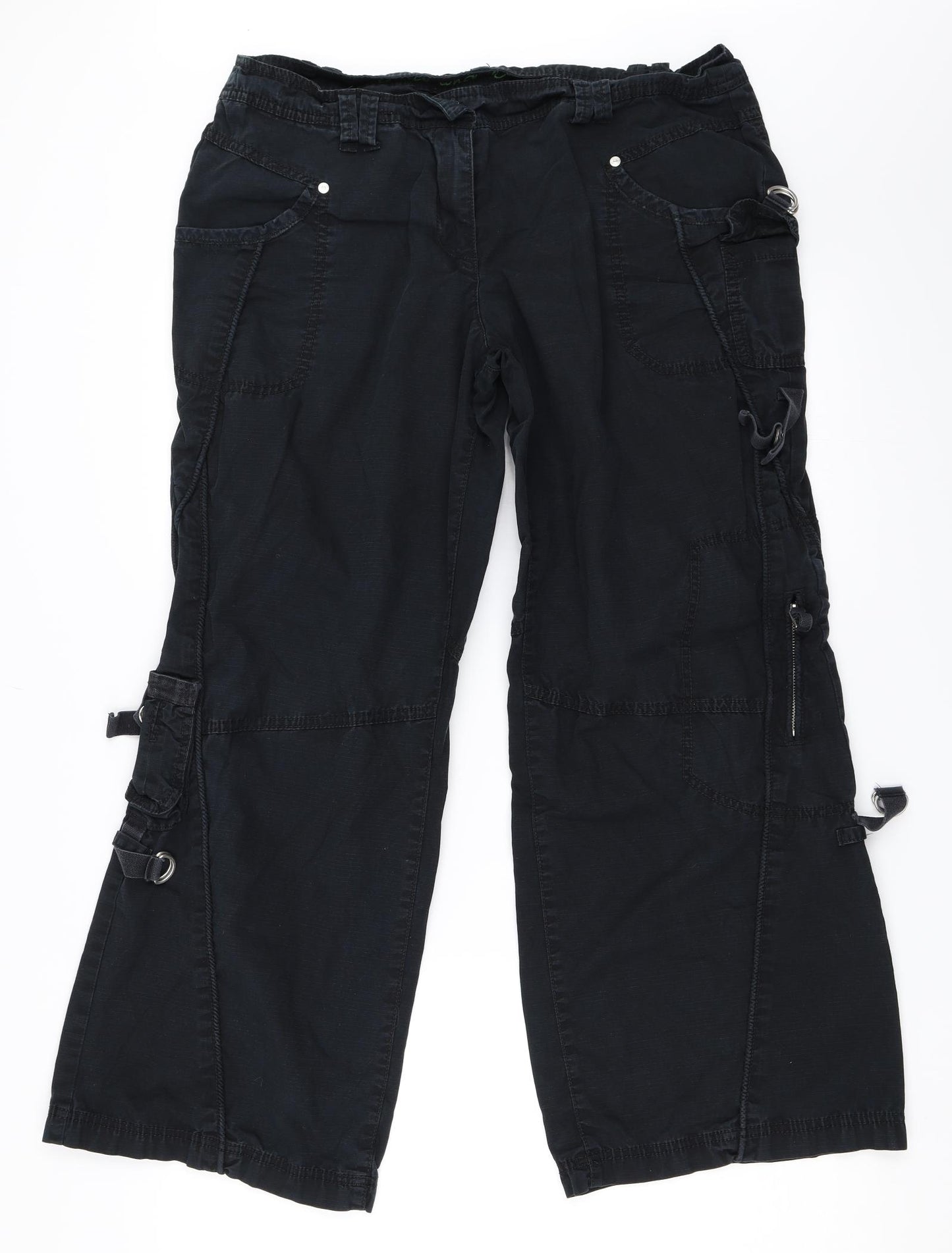 NEXT Womens Black   Cargo Trousers Size 16 L28 in