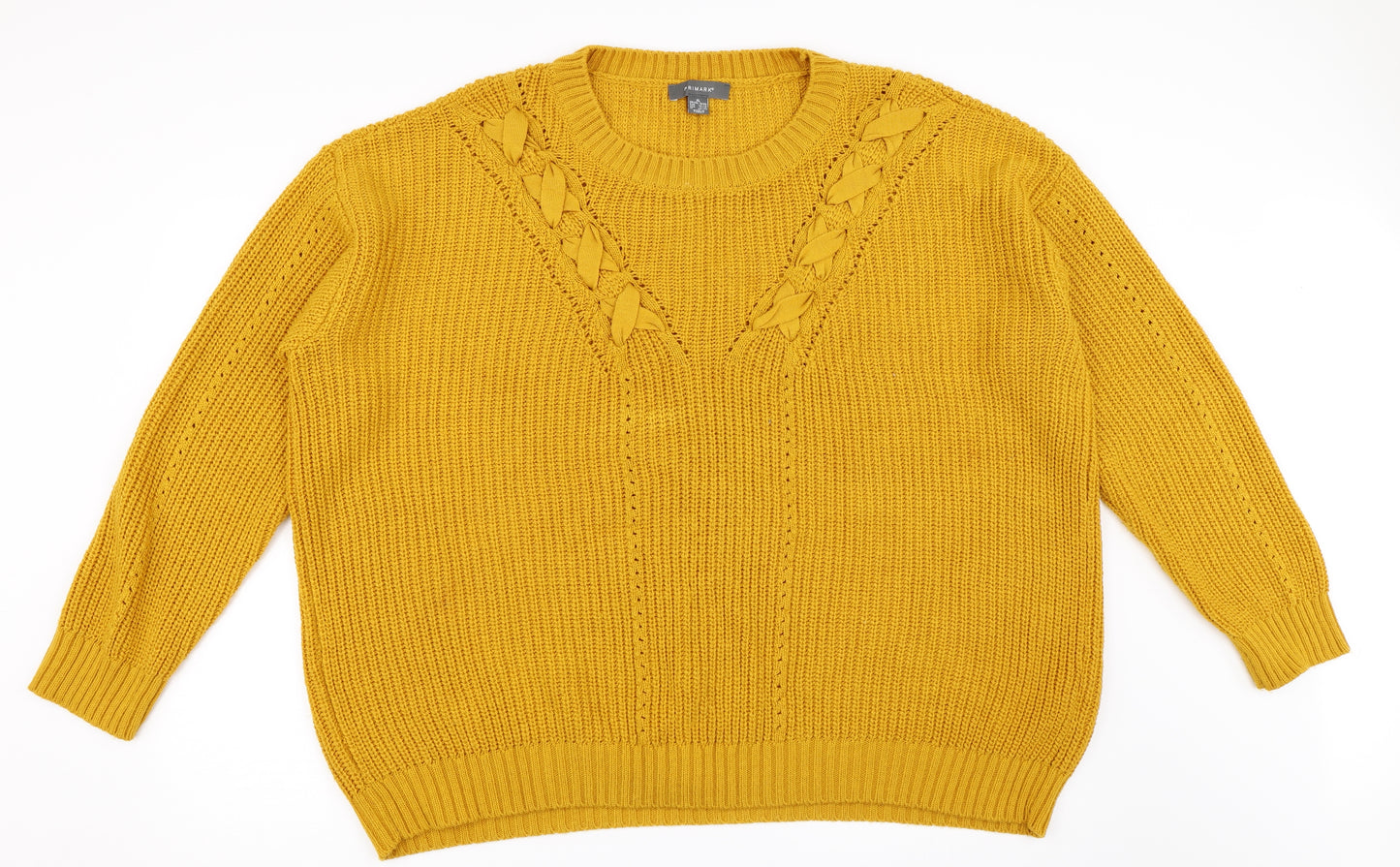 Primark Womens Yellow   Pullover Jumper Size XL