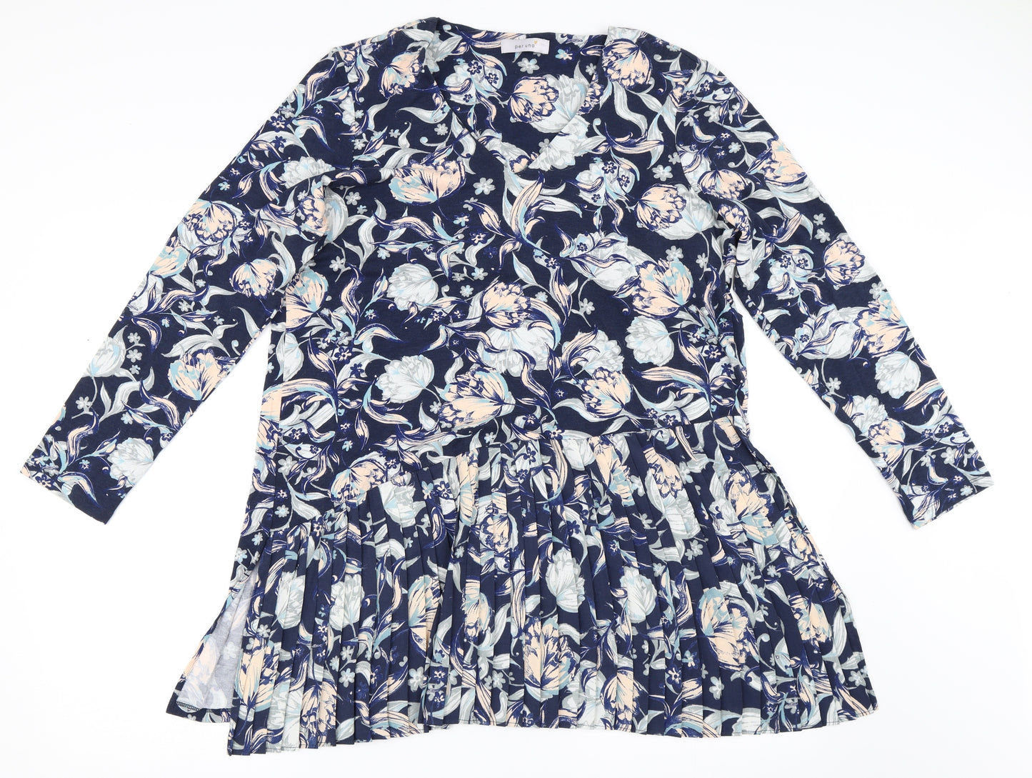Marks and Spencer Womens Blue Floral  Tunic Blouse Size 16