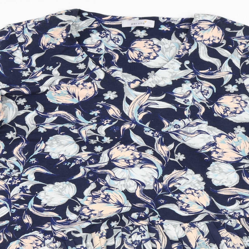 Marks and Spencer Womens Blue Floral  Tunic Blouse Size 16