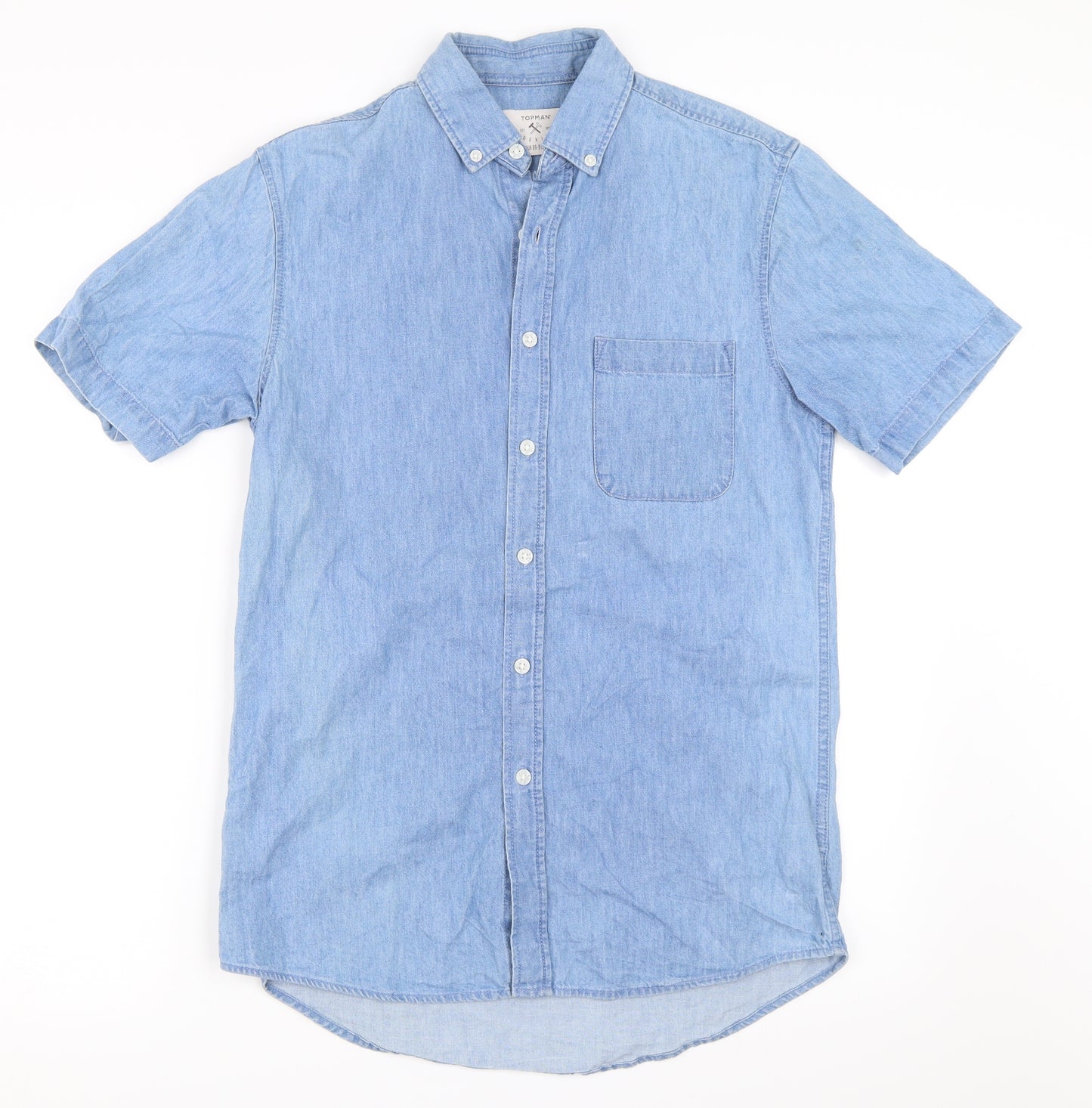 Topman Mens Blue  Denim  Button-Up Size XS