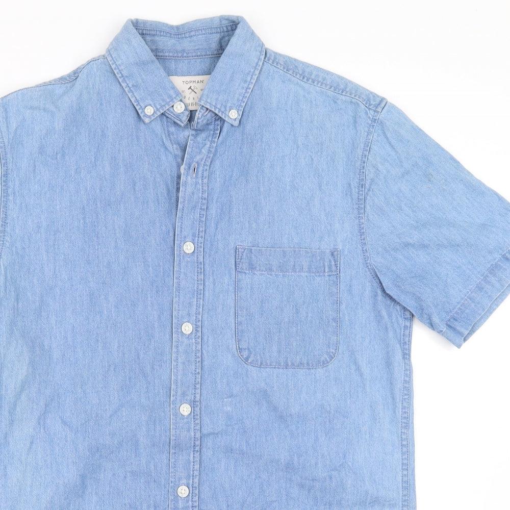 Topman Mens Blue  Denim  Button-Up Size XS
