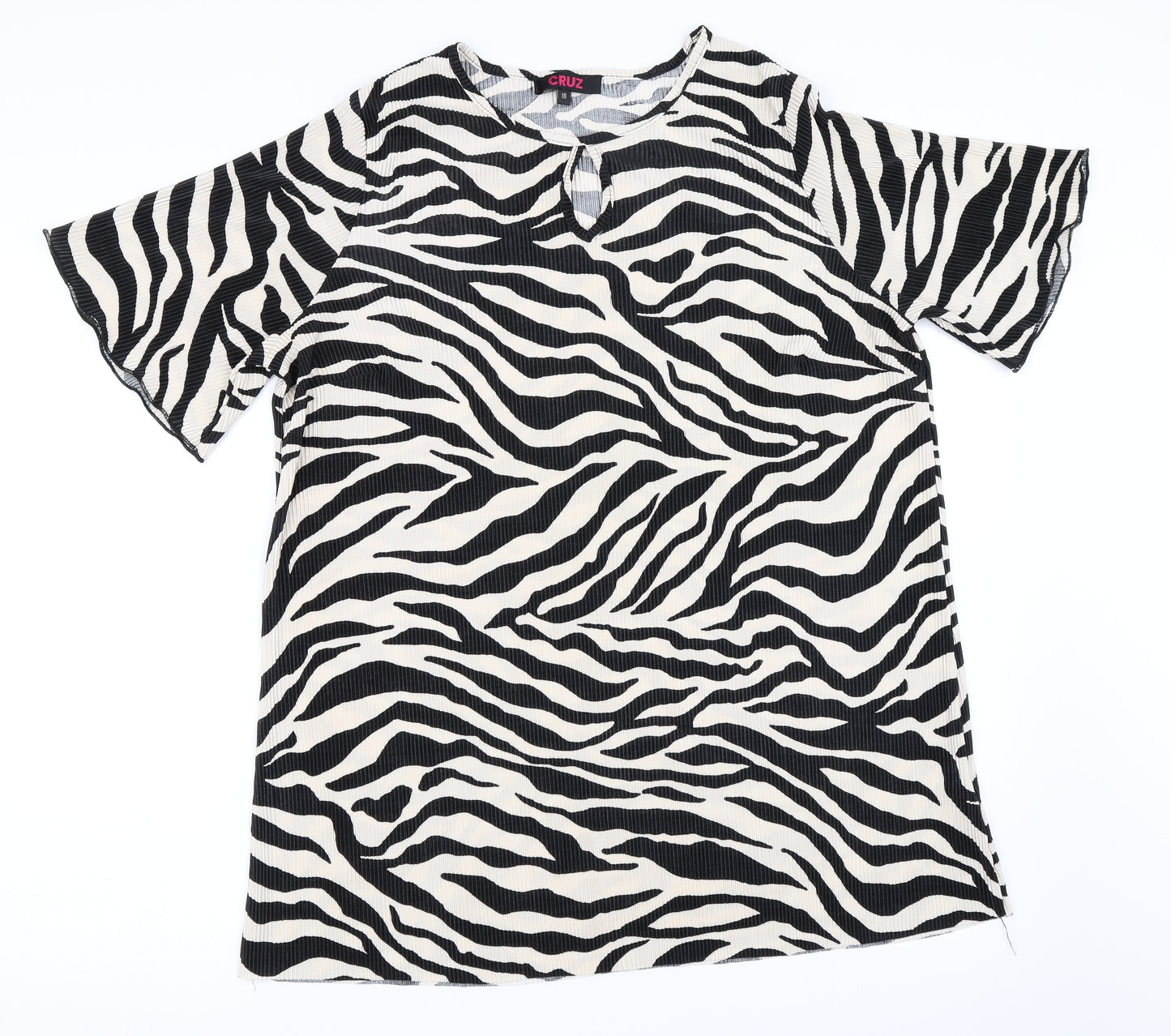 Cruz Womens Ivory Animal Print  Basic Blouse Size 18
