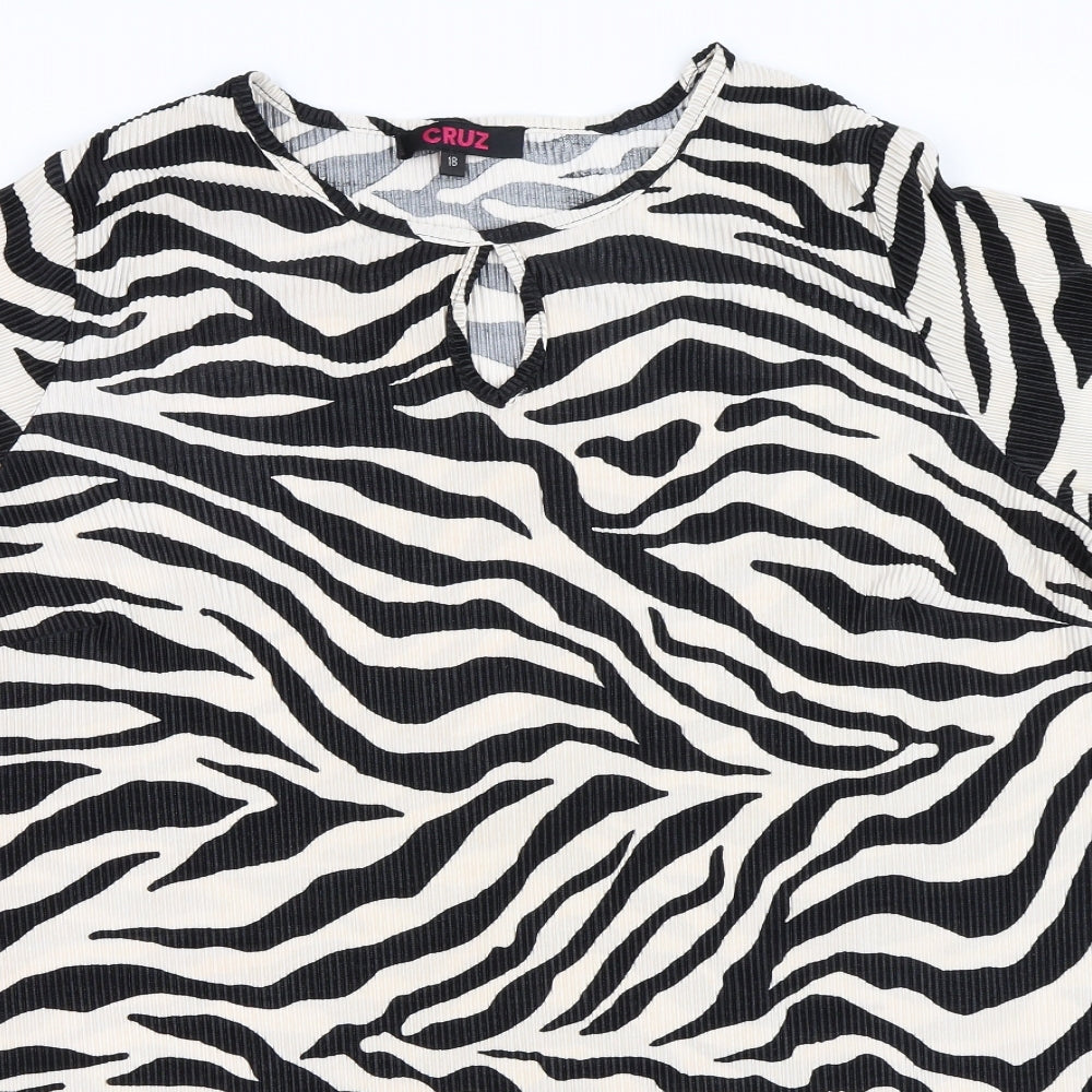 Cruz Womens Ivory Animal Print  Basic Blouse Size 18