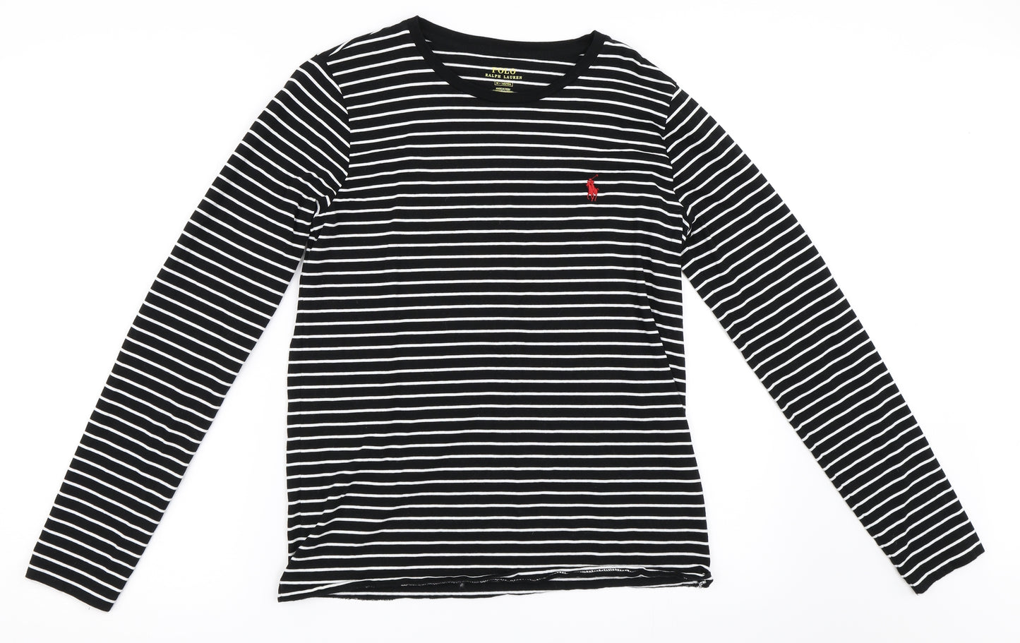Ralph Lauren Womens Black Striped  Basic T-Shirt Size M