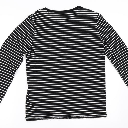 Ralph Lauren Womens Black Striped  Basic T-Shirt Size M