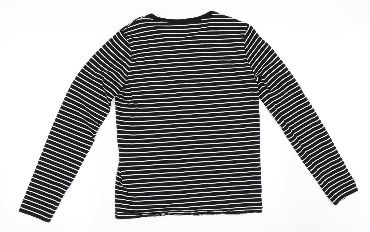 Ralph Lauren Womens Black Striped  Basic T-Shirt Size M