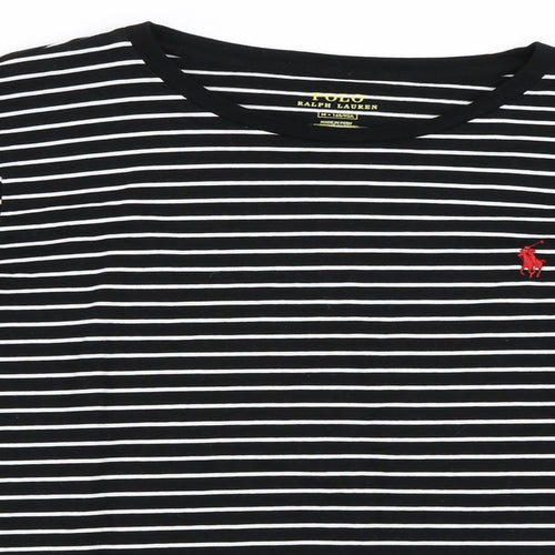 Ralph Lauren Womens Black Striped  Basic T-Shirt Size M