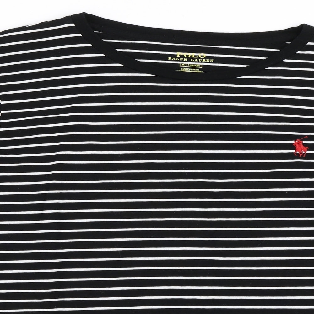 Ralph Lauren Womens Black Striped  Basic T-Shirt Size M