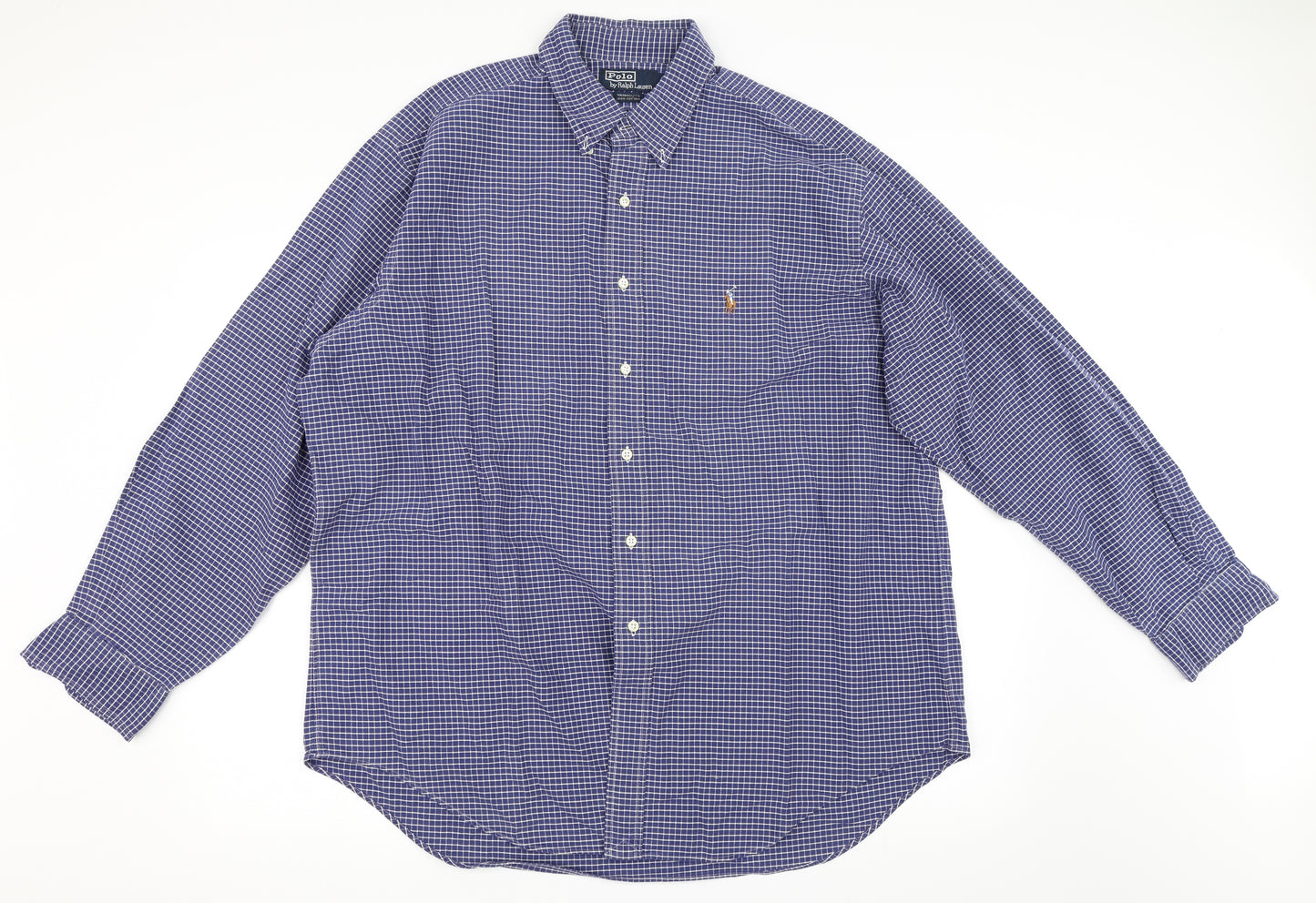 Ralph Lauren Mens Blue    Button-Up Size 17