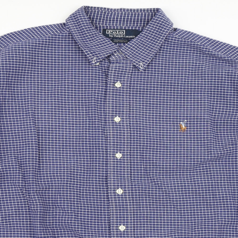 Ralph Lauren Mens Blue    Button-Up Size 17