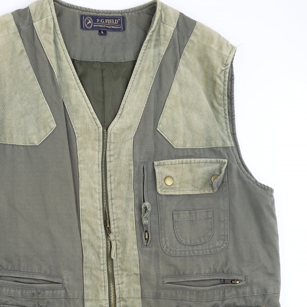 P.G Field Mens Green   Gilet Coat Size L