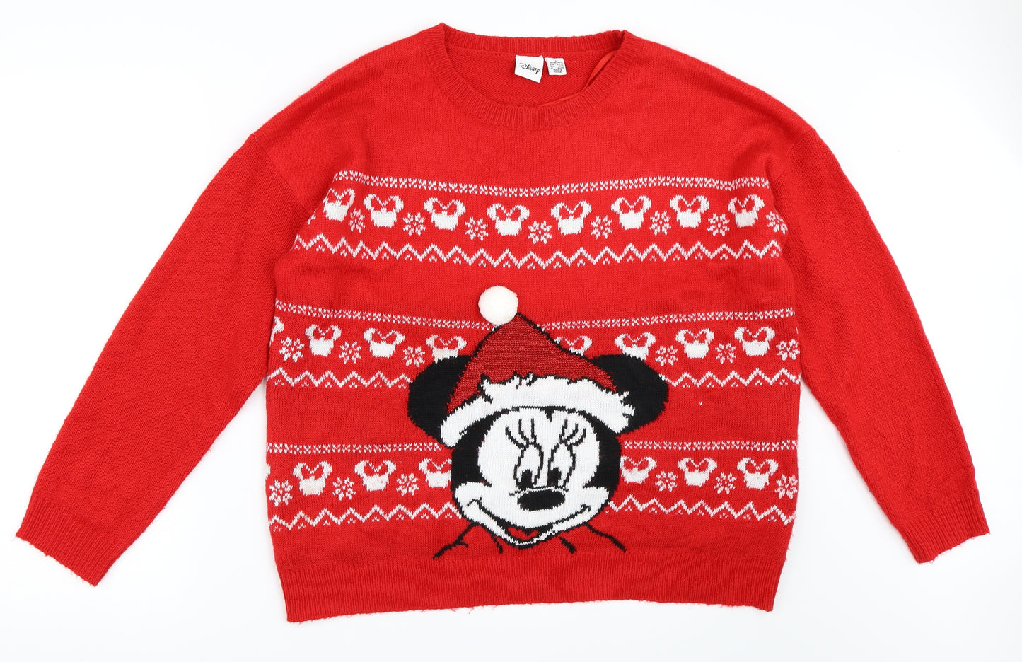 Primark Womens Red   Pullover Jumper Size L  - Christmas Minnie Mouse