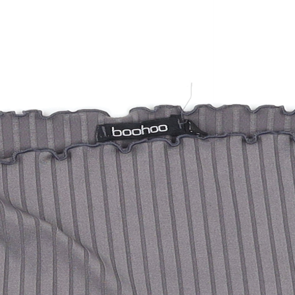Boohoo Womens Grey   Ringer T-Shirt Size 8