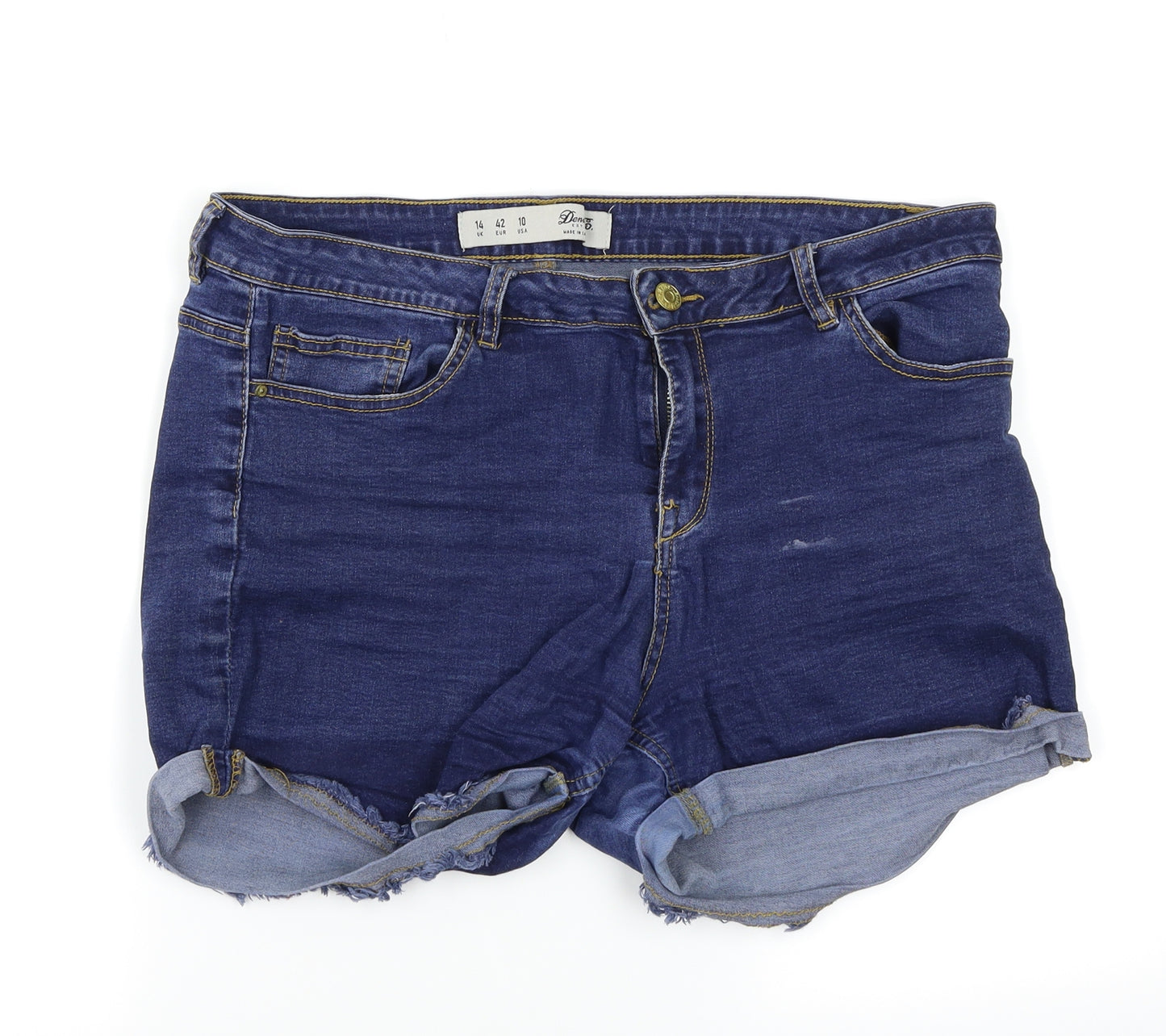 Denim & Co. Womens Blue   Cut-Off Shorts Size 14