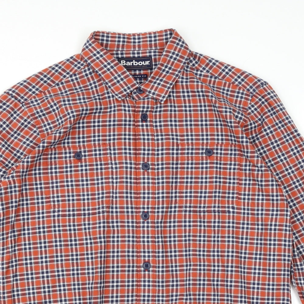 Barbour Mens Red Check   Button-Up Size M