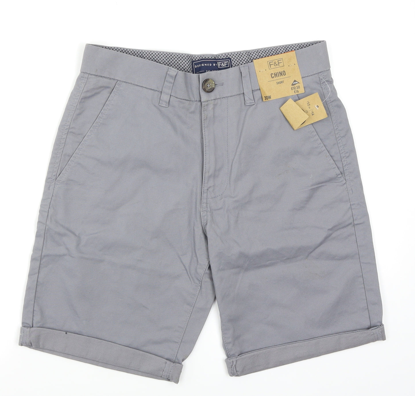 F&F Mens Grey   Chino Shorts Size 30 in