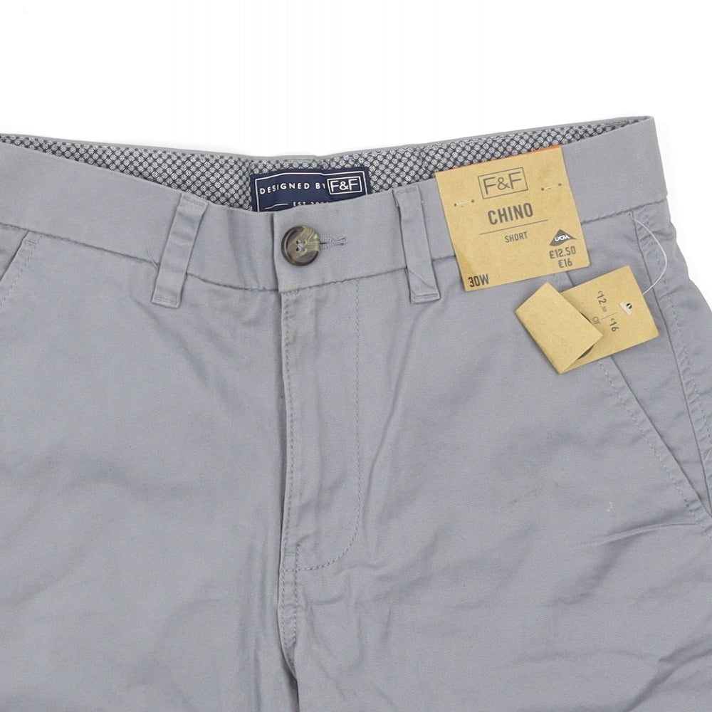 F&F Mens Grey   Chino Shorts Size 30 in