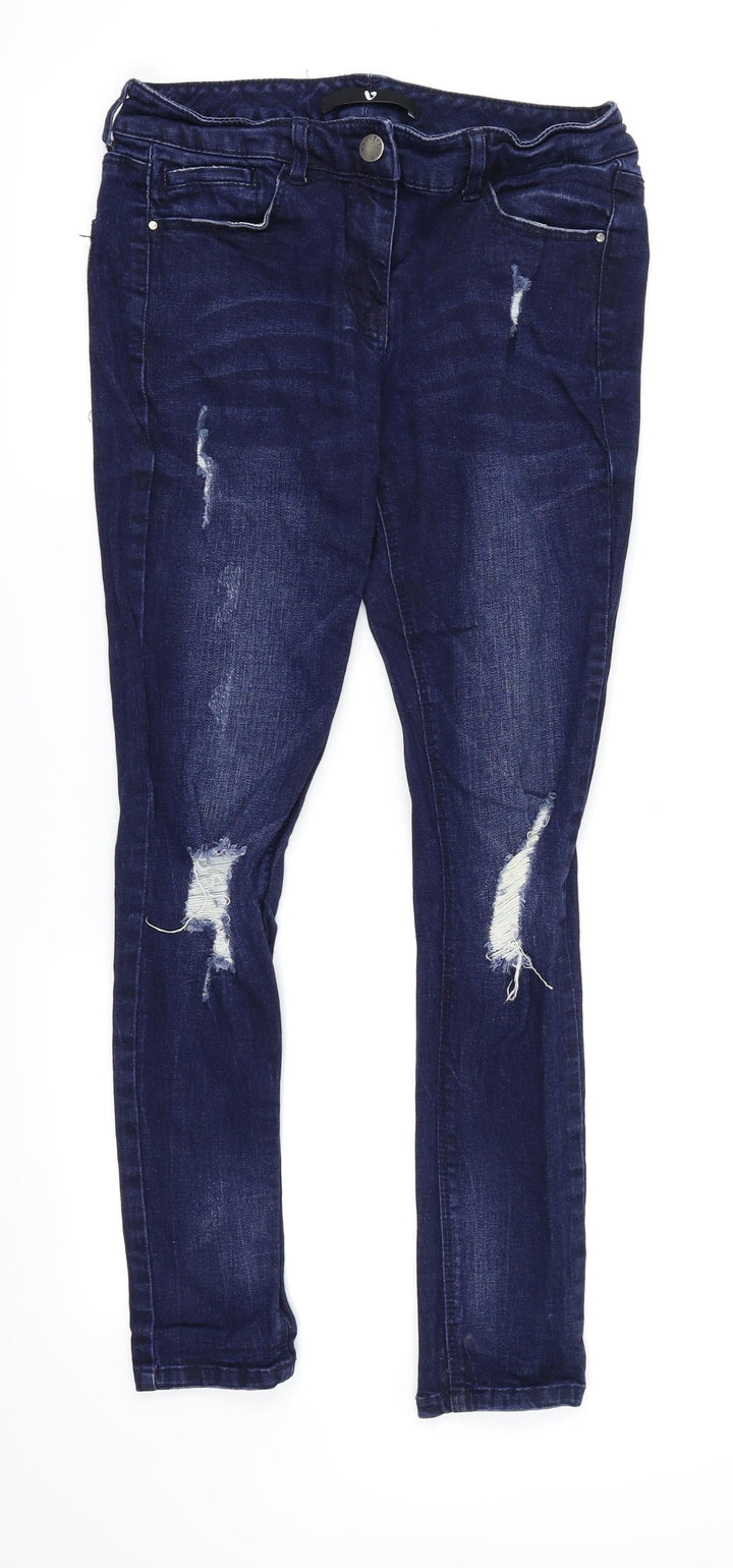 Very Womens Blue Skinny Jeans Size 10 L26 in - Ripped Jeans