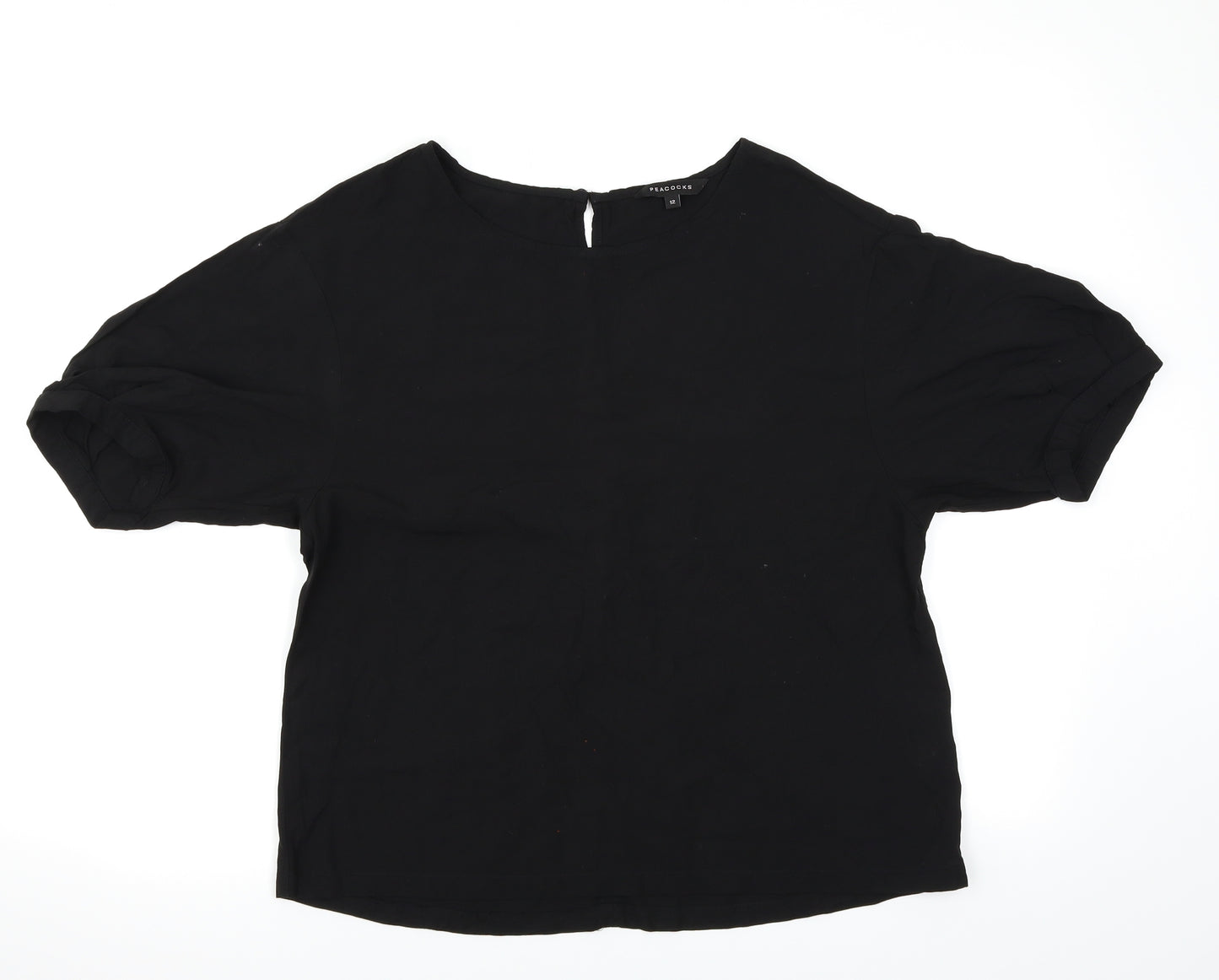 Peacocks Womens Black   Basic T-Shirt Size 12
