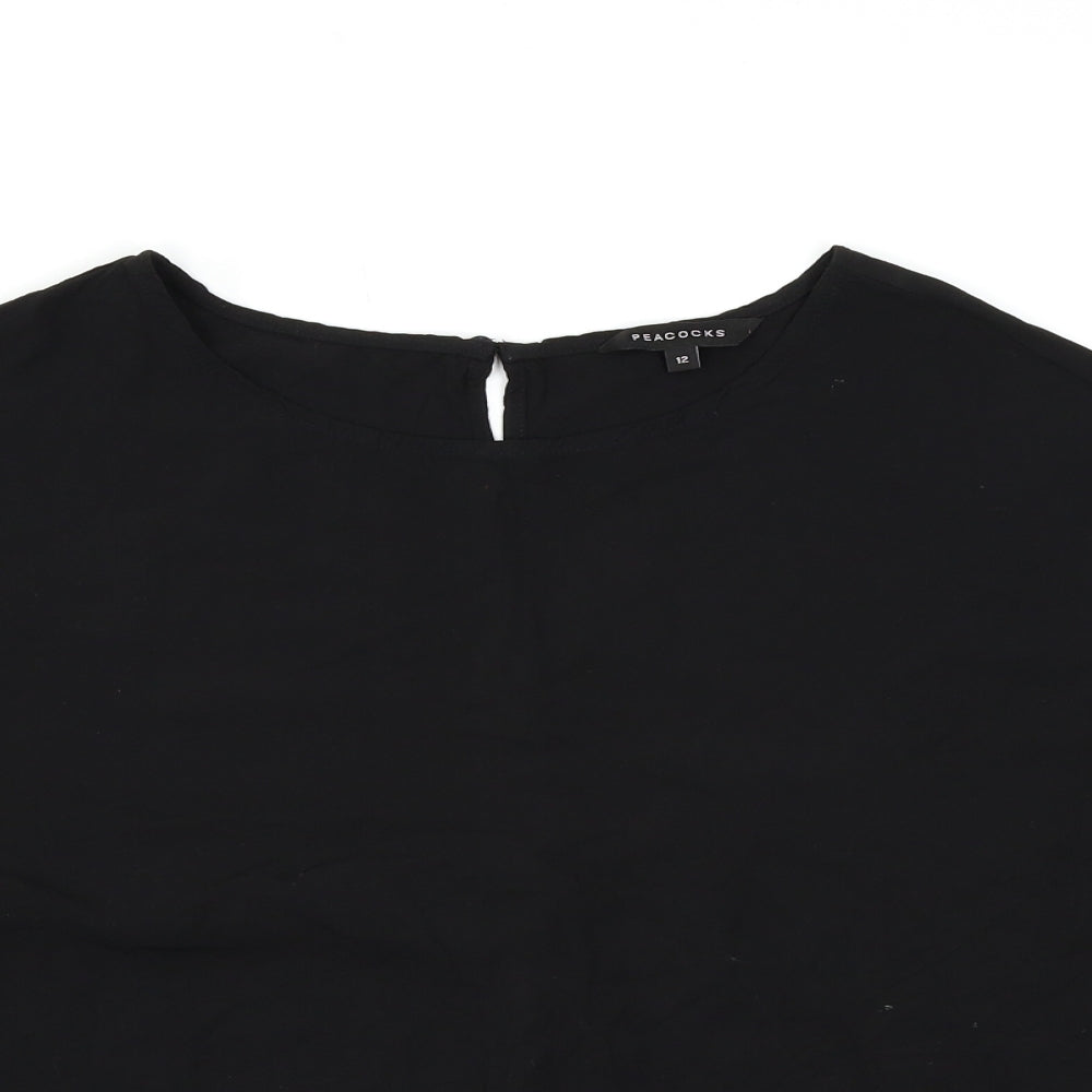 Peacocks Womens Black   Basic T-Shirt Size 12