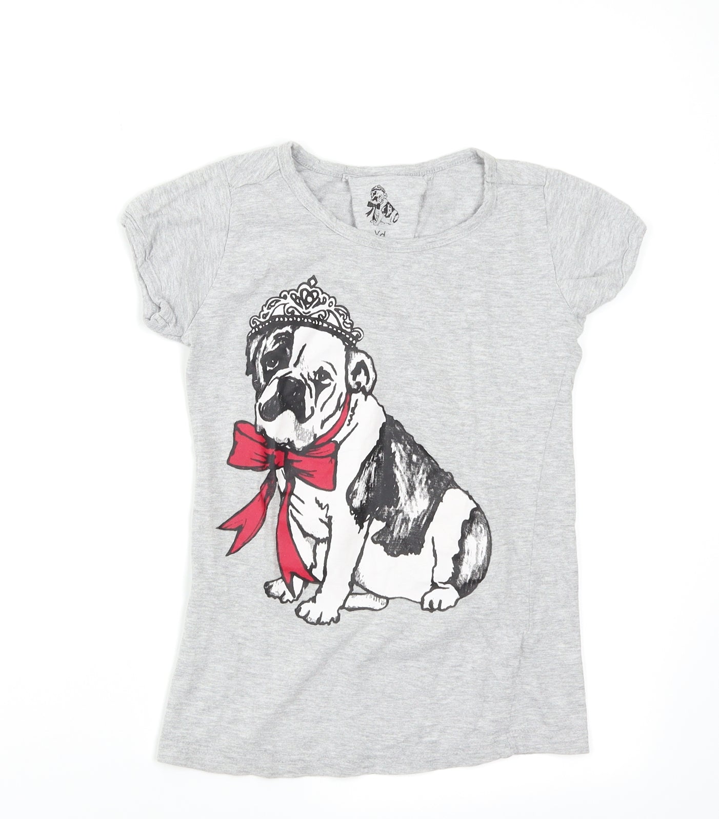 YD Girls Grey   Basic T-Shirt Size 8-9 Years  - Bulldog