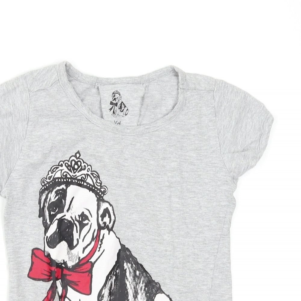 YD Girls Grey   Basic T-Shirt Size 8-9 Years  - Bulldog