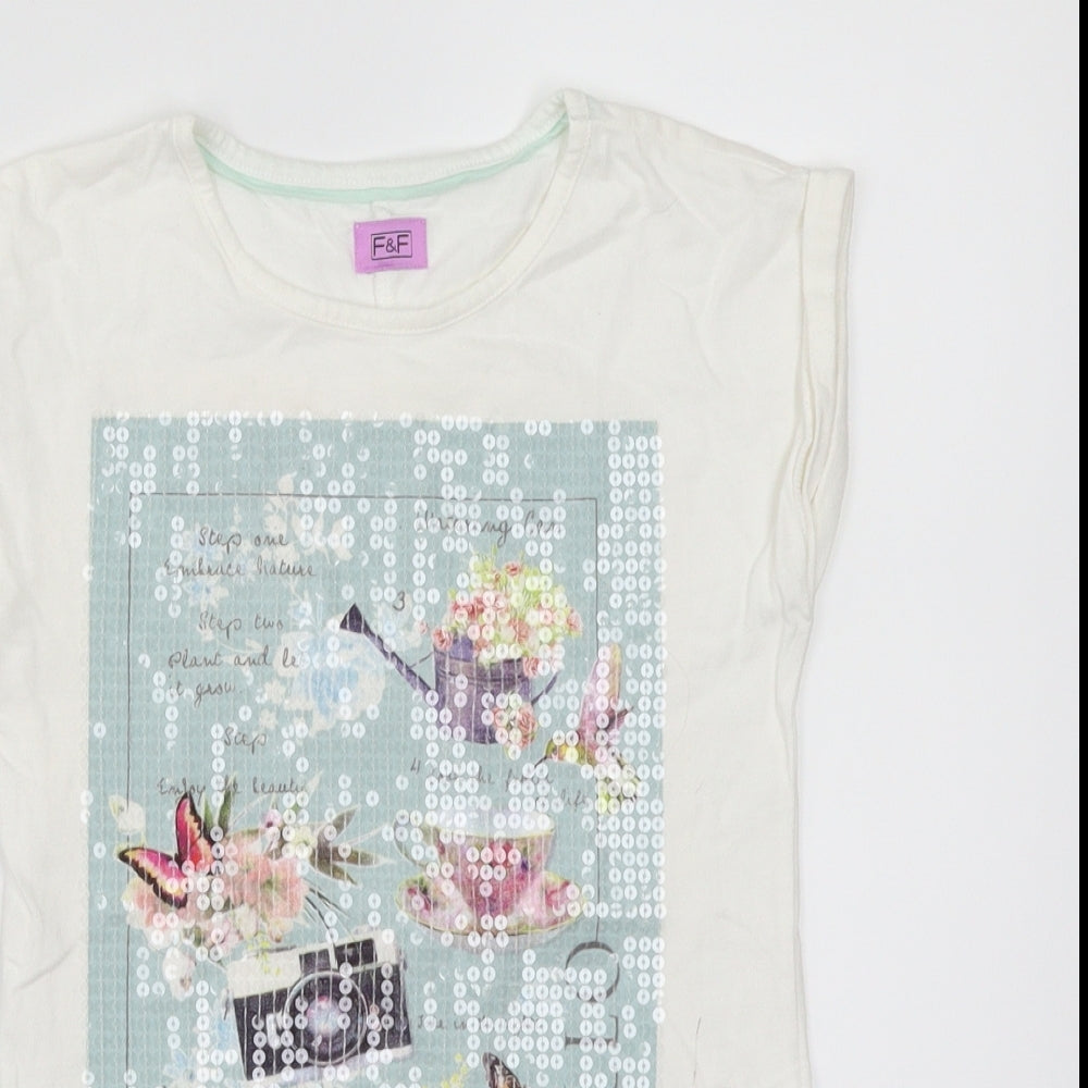 F&F Girls White   Basic Tank Size 8-9 Years  - Spring