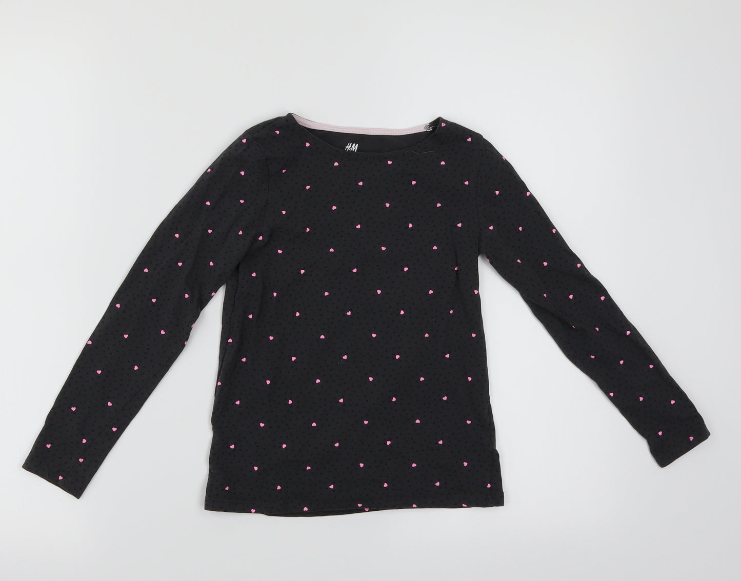 H&M Girls Grey Polka Dot  Basic T-Shirt Size 6-7 Years  - Hearts