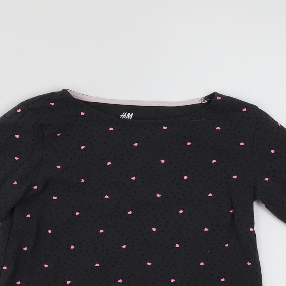 H&M Girls Grey Polka Dot  Basic T-Shirt Size 6-7 Years  - Hearts