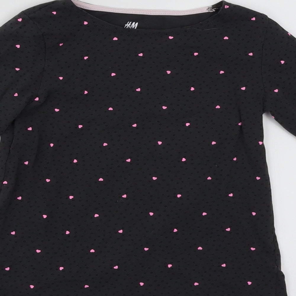 H&M Girls Grey Polka Dot  Basic T-Shirt Size 6-7 Years  - Hearts
