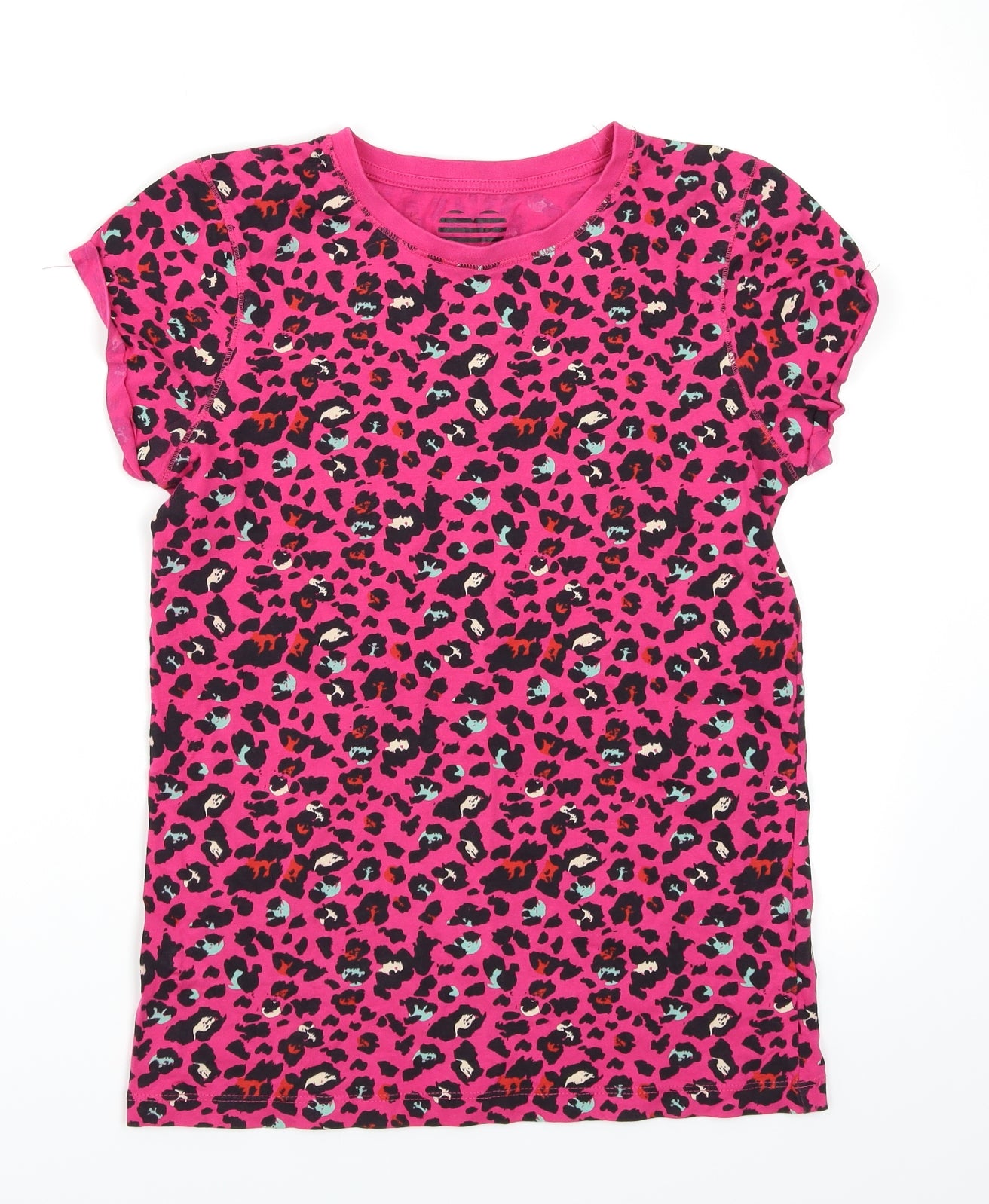 YD Girls Pink Animal Print  Basic T-Shirt Size 12-13 Years