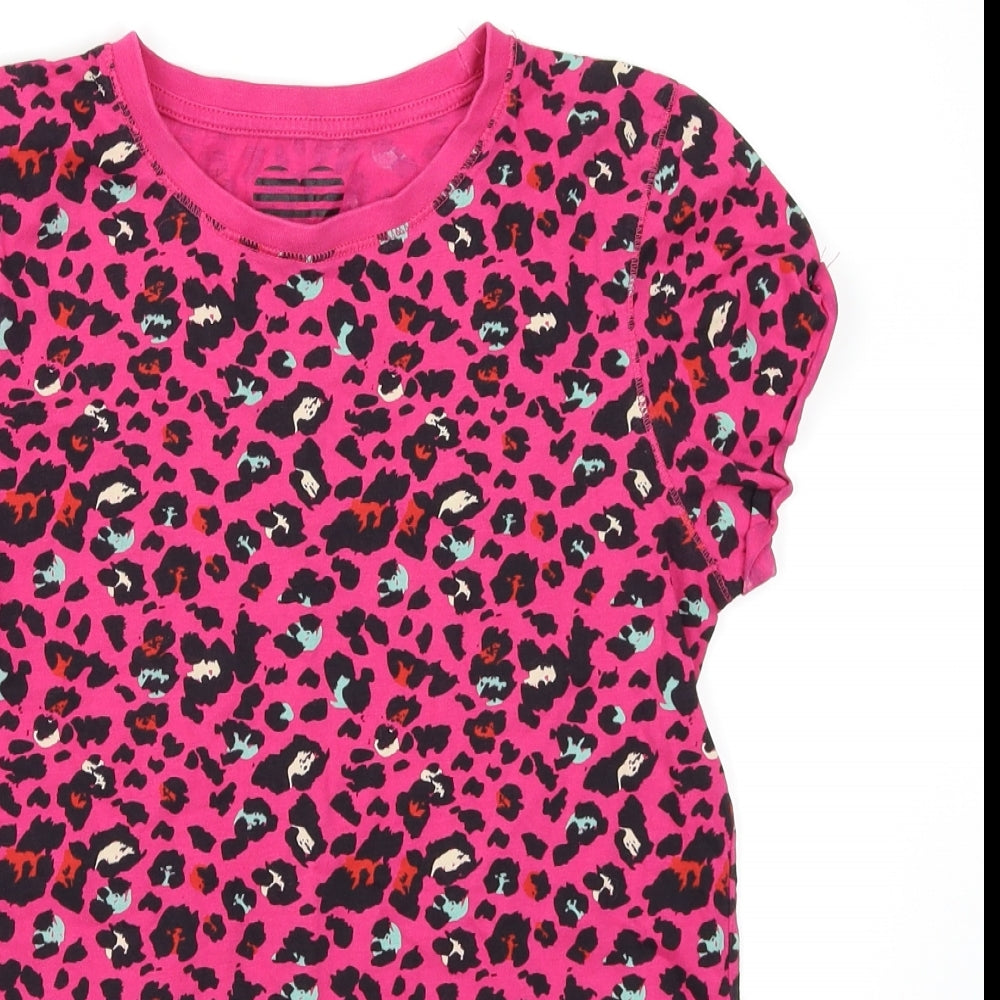 YD Girls Pink Animal Print  Basic T-Shirt Size 12-13 Years