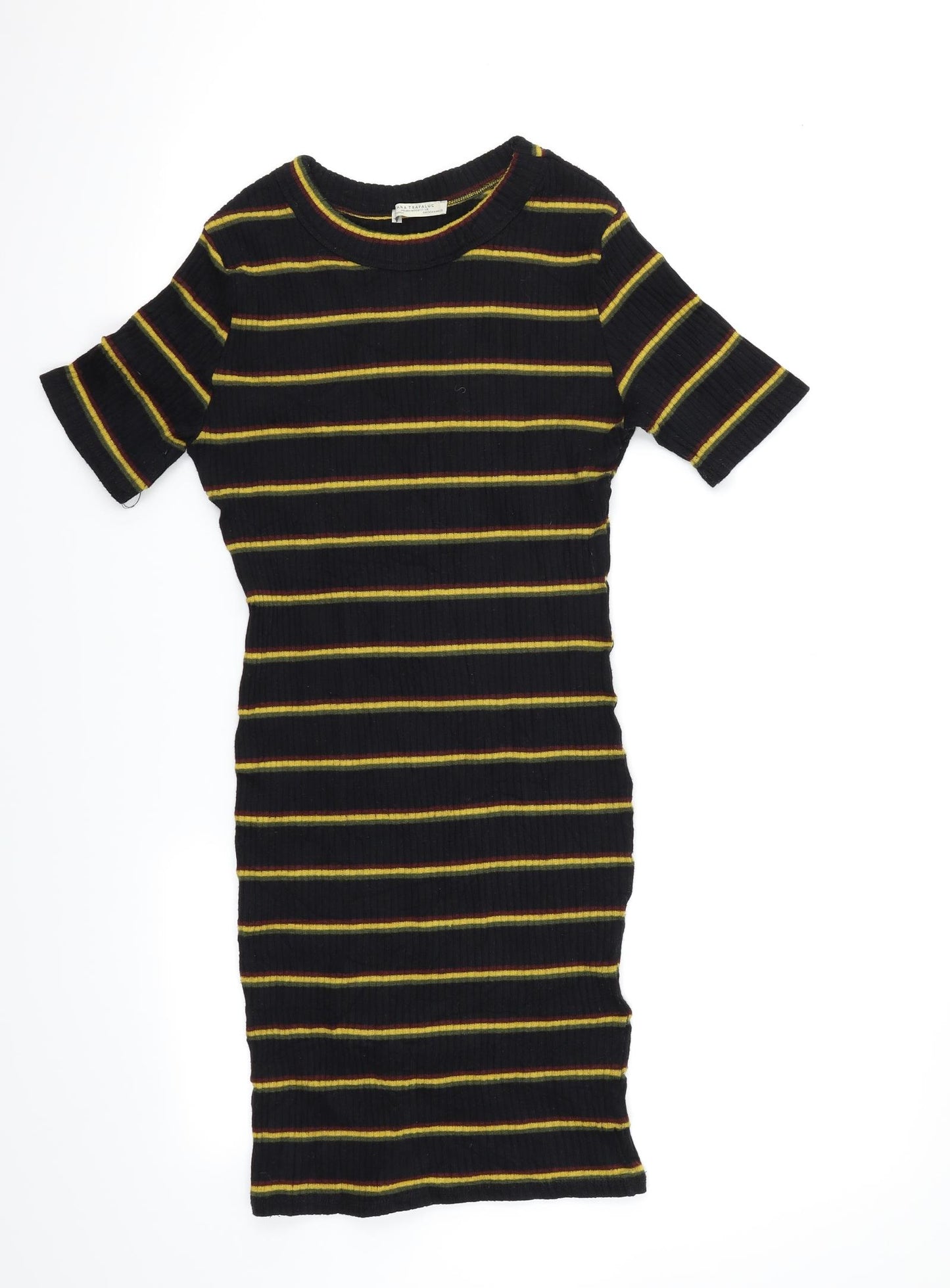Zara Womens Black Striped  Pencil Dress  Size 12