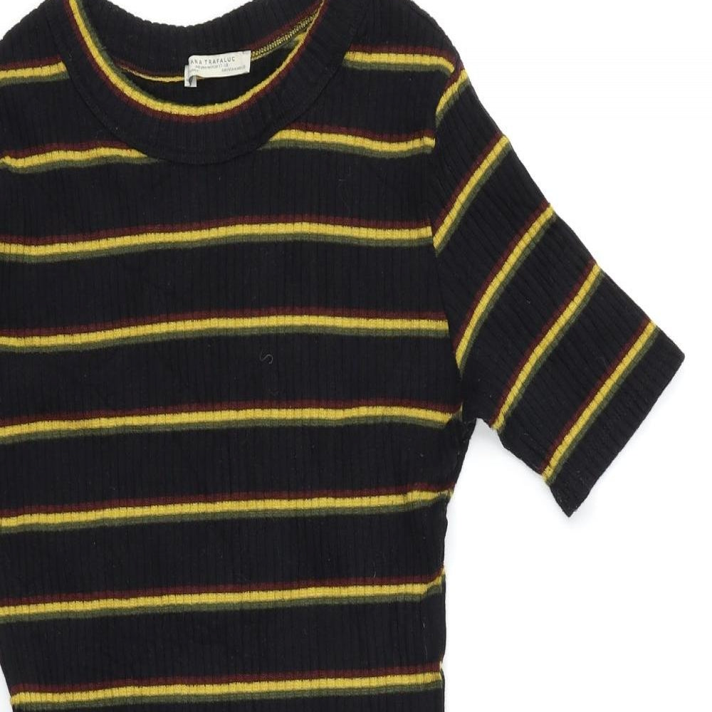 Zara Womens Black Striped  Pencil Dress  Size 12