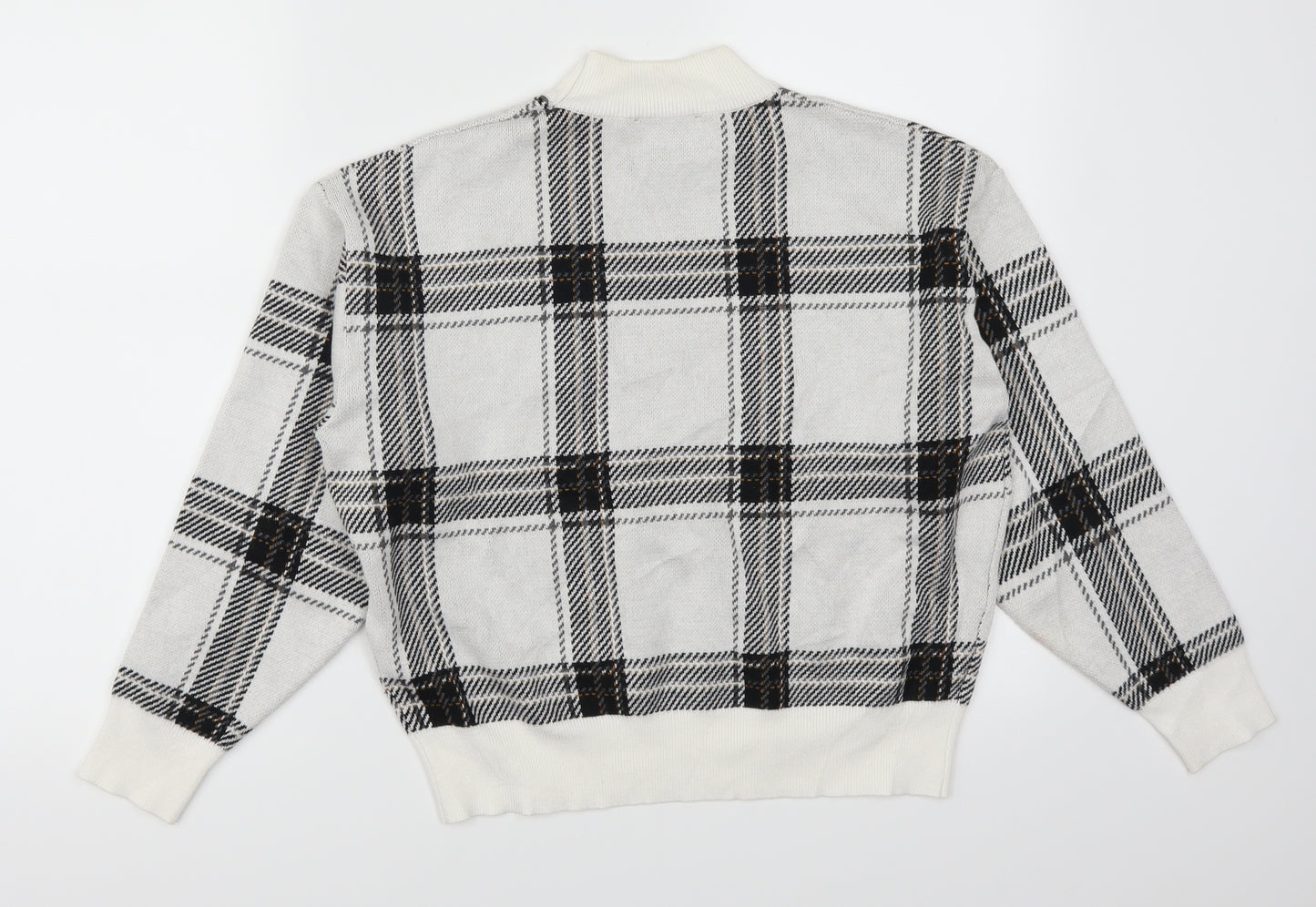 New Look Womens White Check  Pullover Jumper Size S