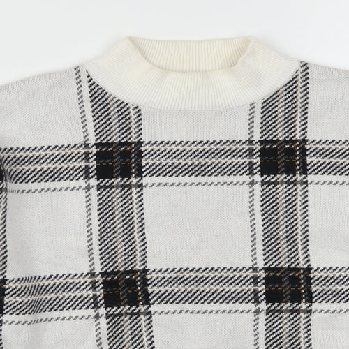 New Look Womens White Check  Pullover Jumper Size S