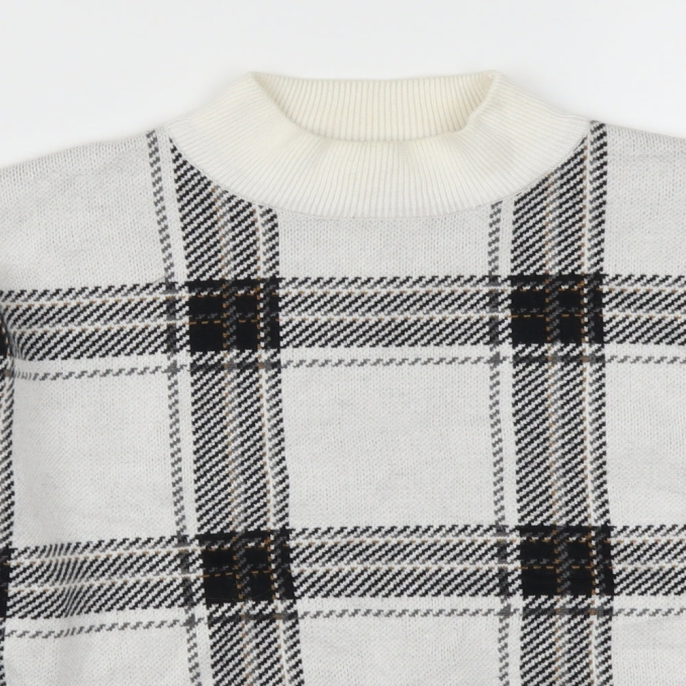 New Look Womens White Check  Pullover Jumper Size S