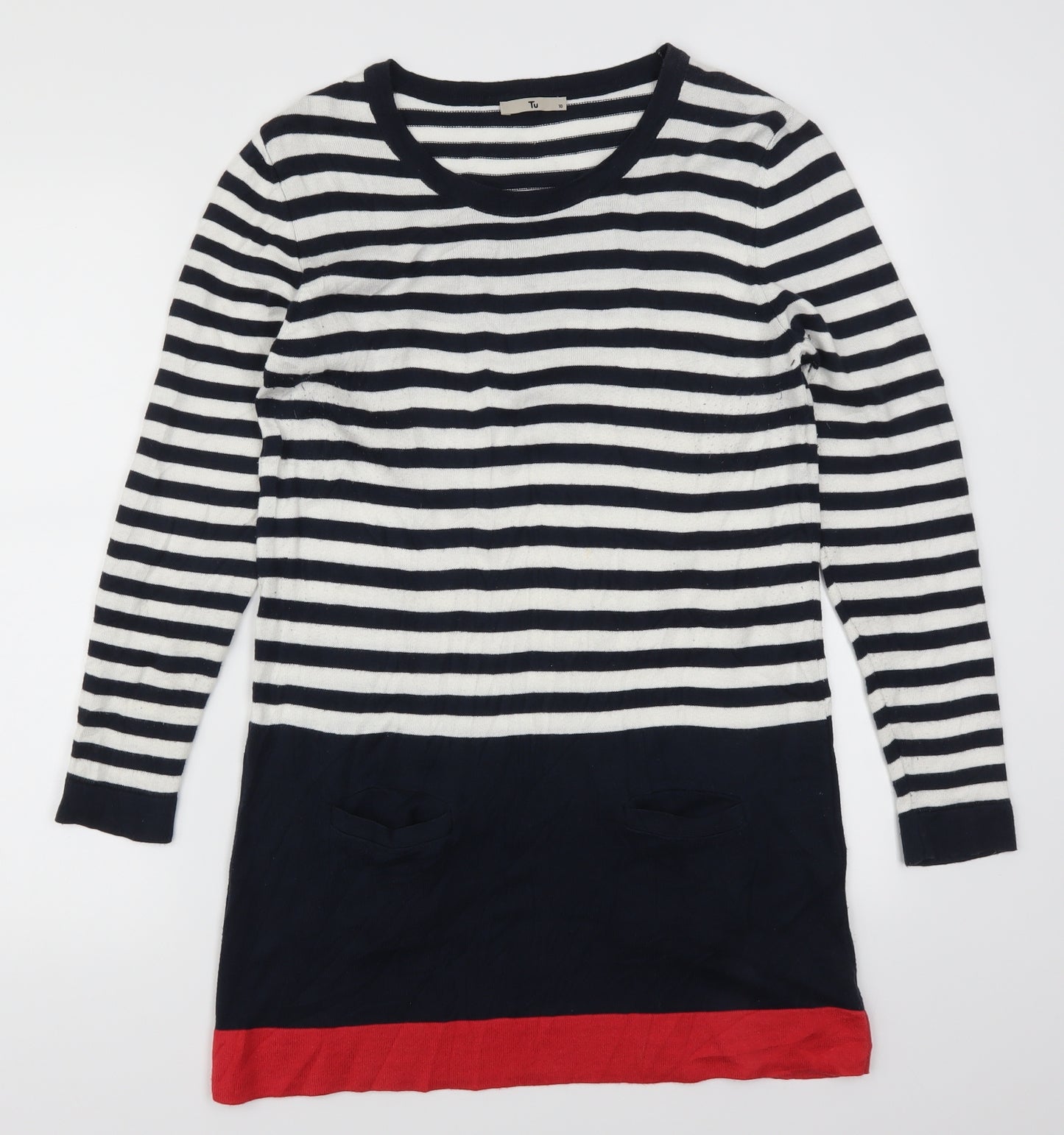 TU Womens Blue Striped  Jumper Dress  Size 10