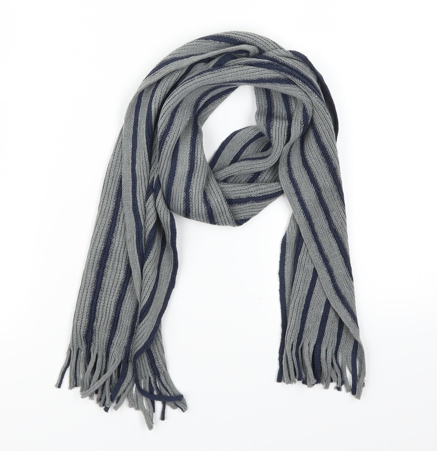 Avenue Mens Blue Striped  Rectangle Scarf Scarf One Size