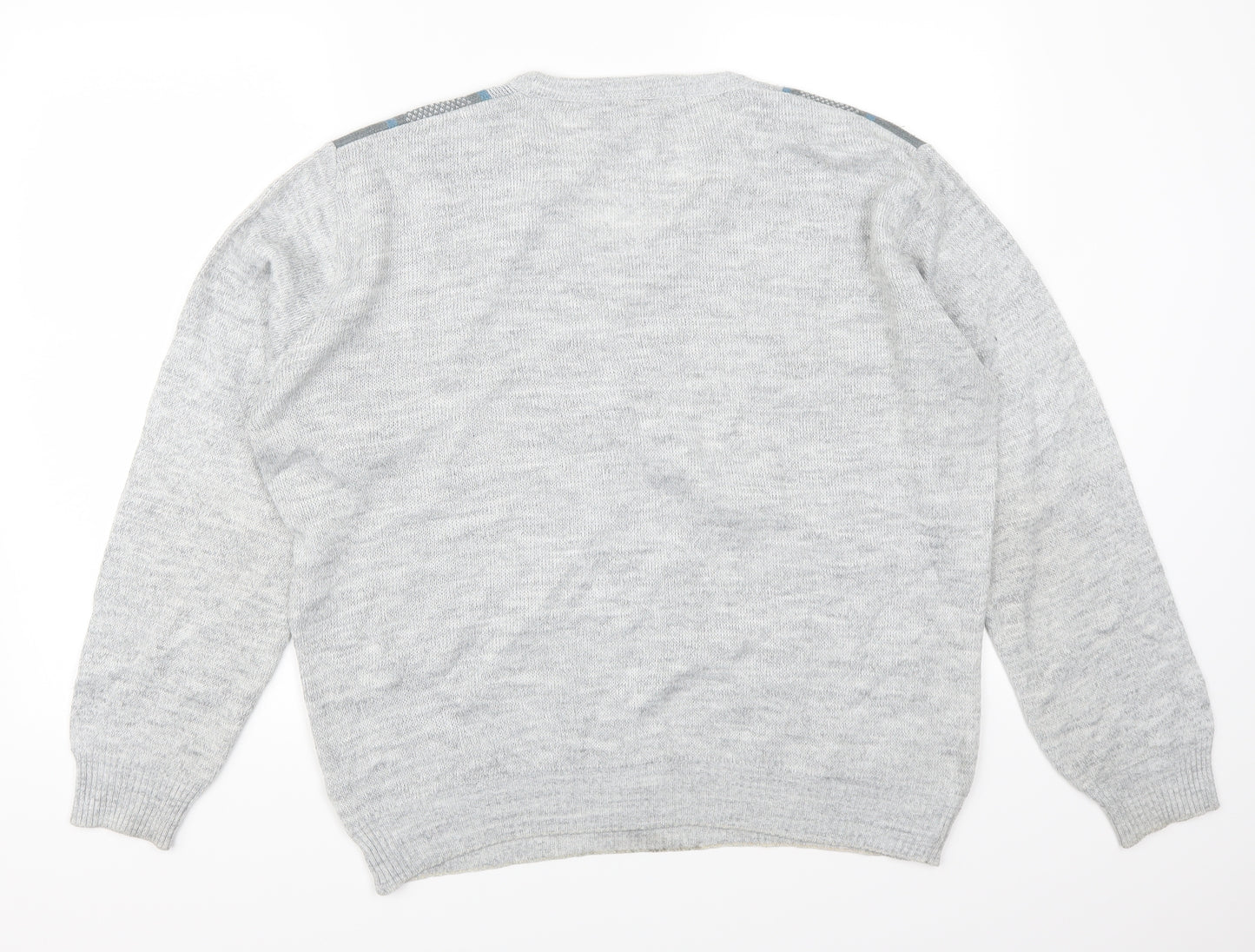 Greenwoods Mens Grey Striped  Pullover Jumper Size L