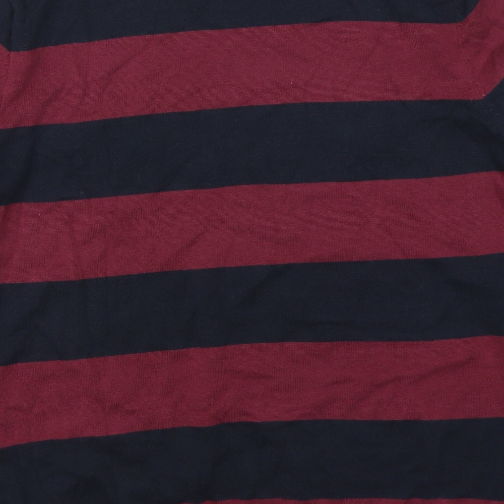 TU Mens Red Striped  Pullover Jumper Size L  - Burgundy