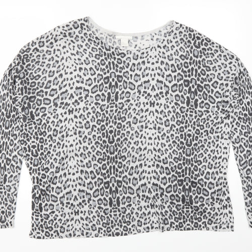 H&M Womens Grey Animal Print  Pullover Jumper Size M